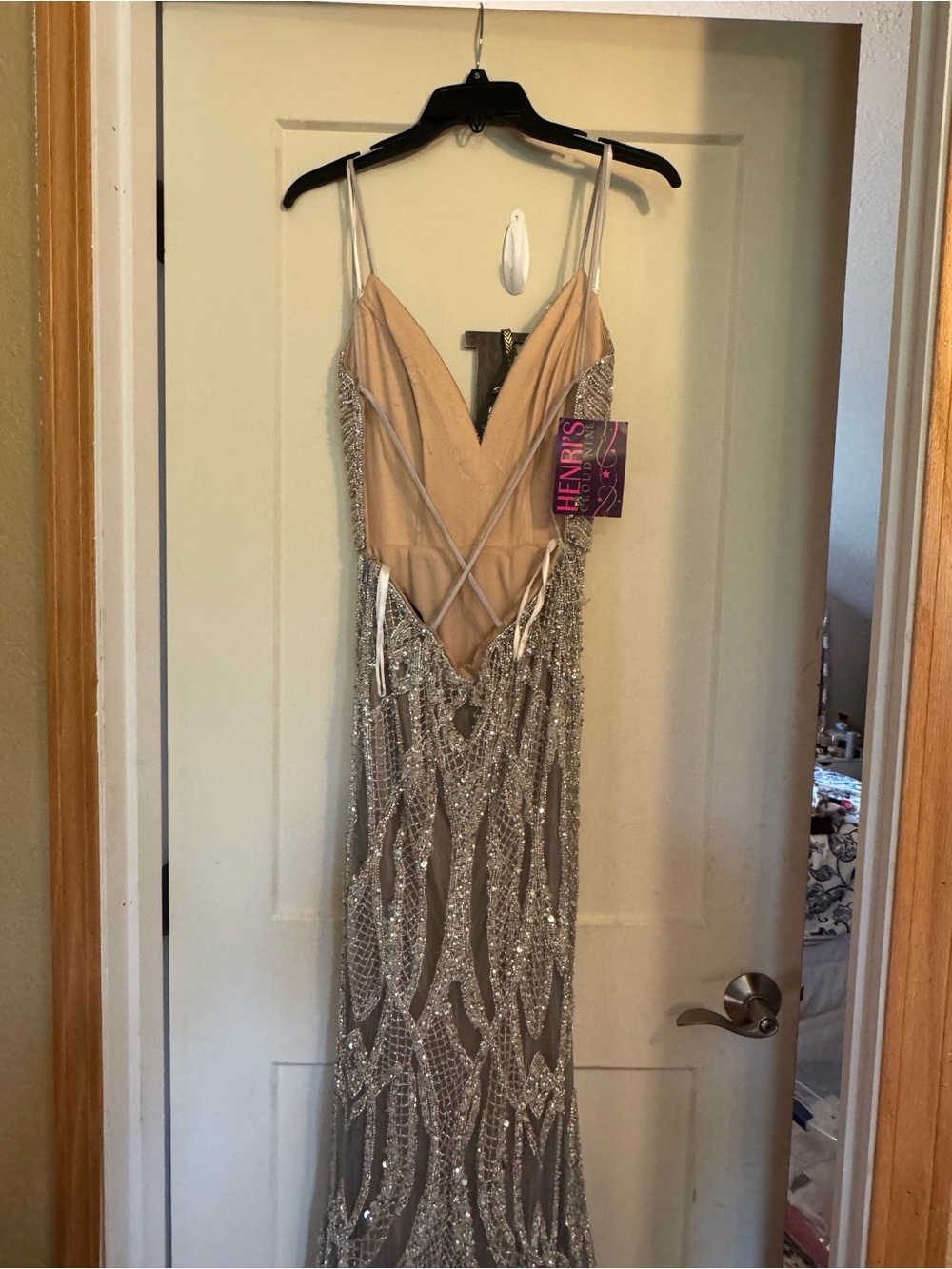 Jovani Silver Beaded Prom Gown - Picture 6 of 9